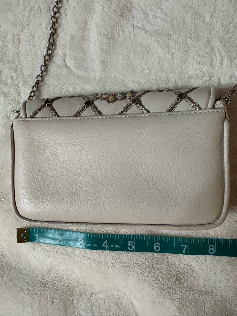 Brighton Embellished Ivory Crossbody Bag with Crystal Floral Accents - Picture 4 of 7